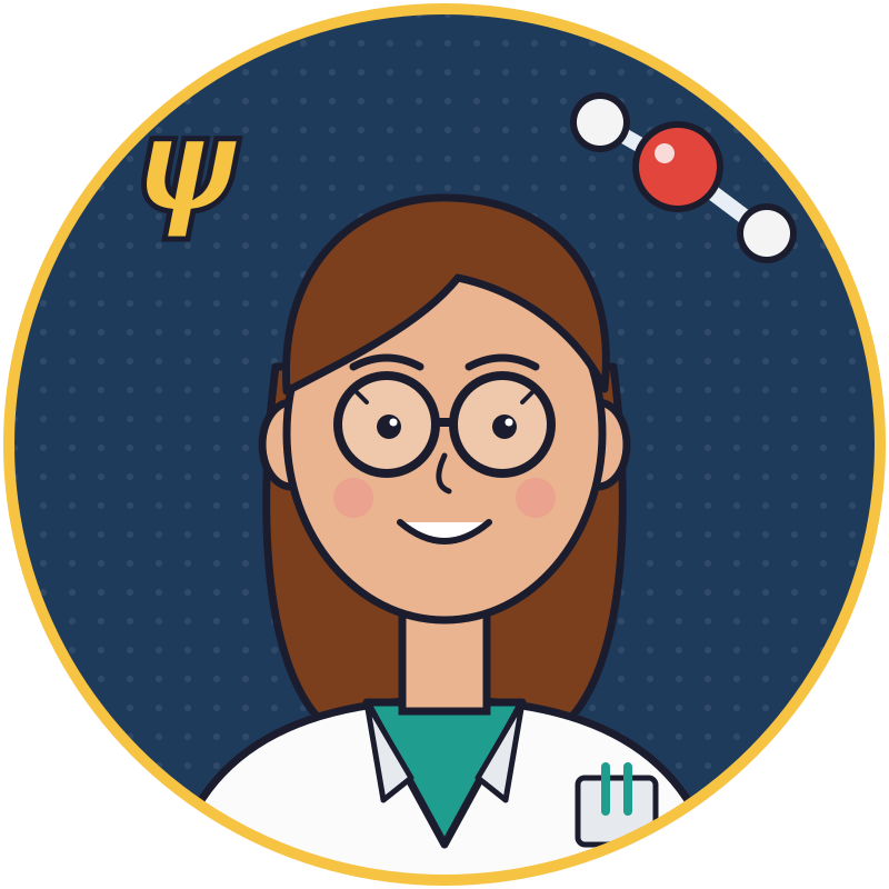 Illustrated avatar of a theoretical chemist