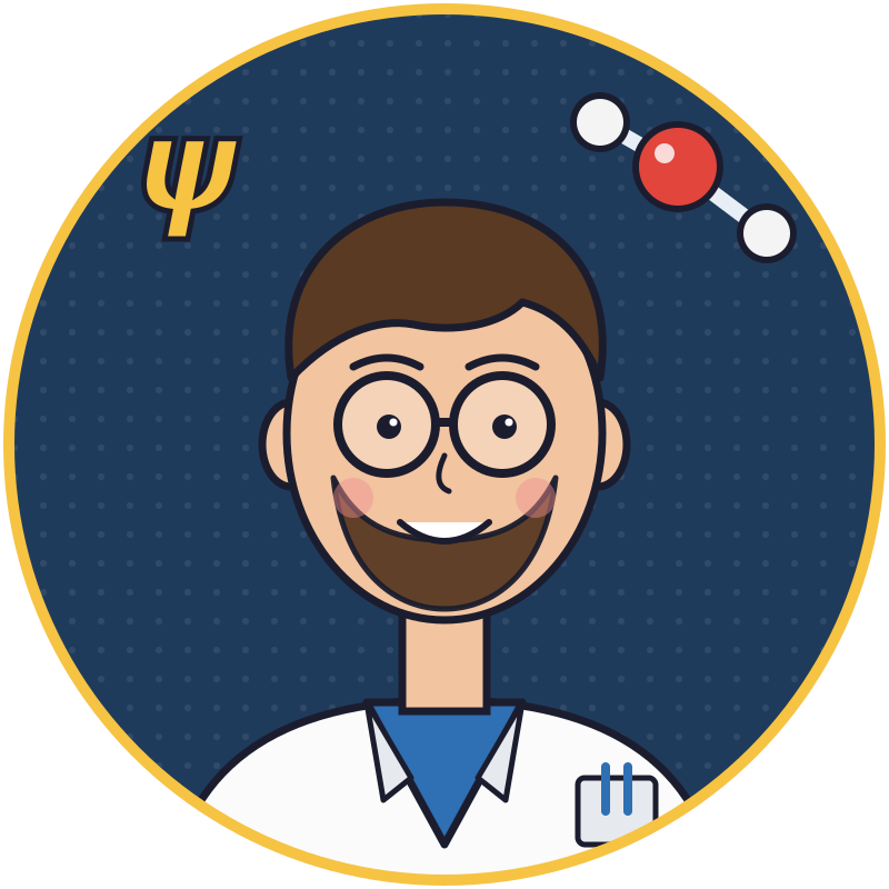 Illustrated avatar of a theoretical chemist